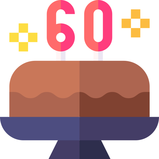 Coloriage 60 anniversaire et fête gâteau
