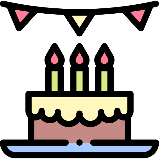 Coloriage anniversaire et fête gâteau guirlande