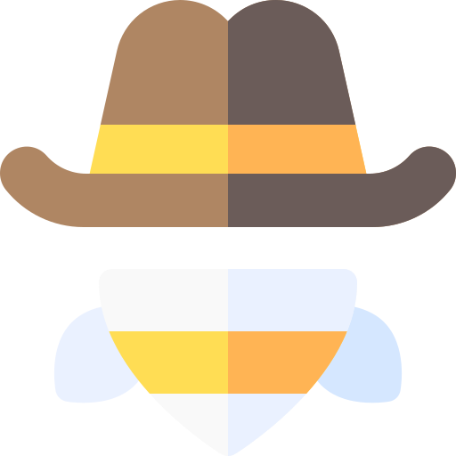 Coloriage de bandit américain au chapeau de cowboy à imprimer.