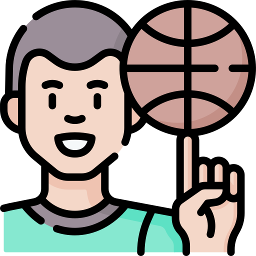 Coloriage de basketteur caucasien avec ballon et avatar à imprimer