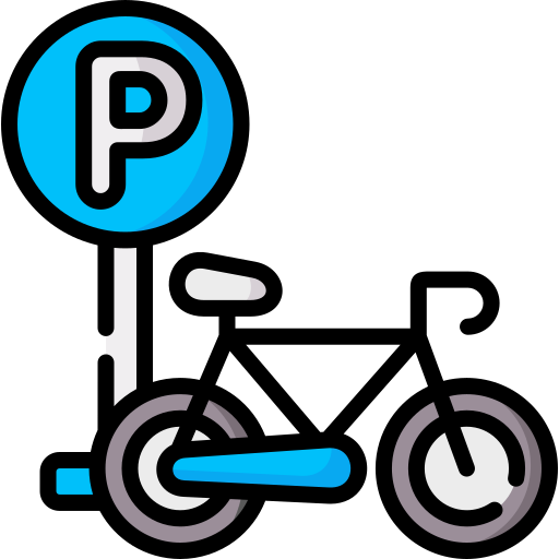 Coloriage de bicyclette au parking à signal à imprimer.