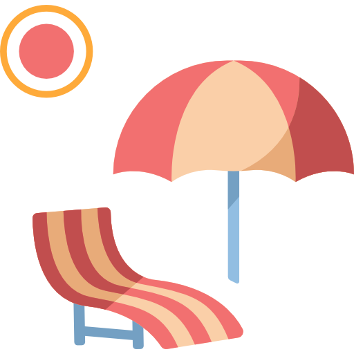 Coloriage de chaise d'été sous un parapluie à imprimer