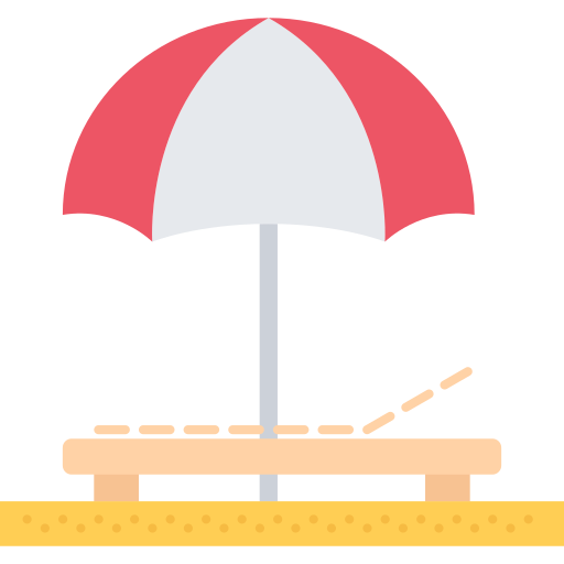 Dessin de chaise longue avec parapluie au spa