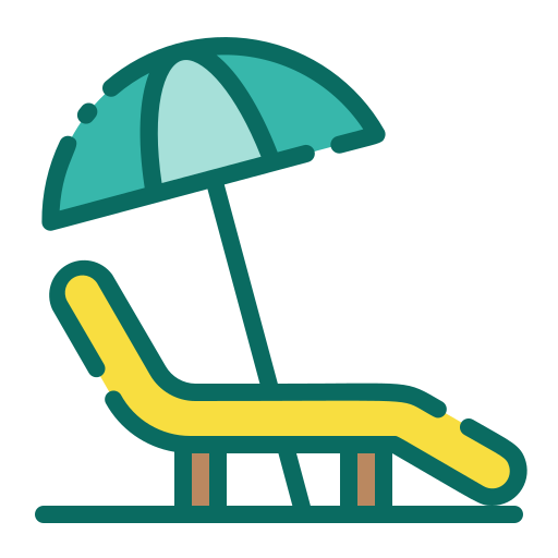 Coloriage de chaise d'été sous un parapluie à imprimer
