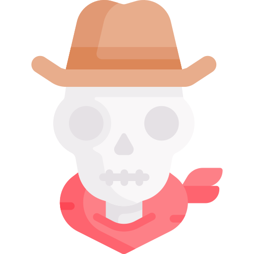 Coloriage de chapeau de cowboy sur le crâne de l'utilisateur à imprimer.
