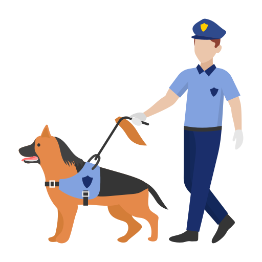 Coloriage de chien policier en sécurité à imprimer.