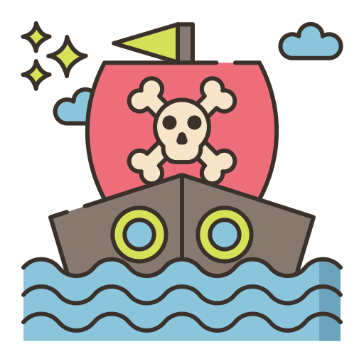 Coloriage de corsaire et pirate sur un navire à imprimer