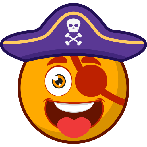 Coloriage de crâne de pirate en orange riant à imprimer
