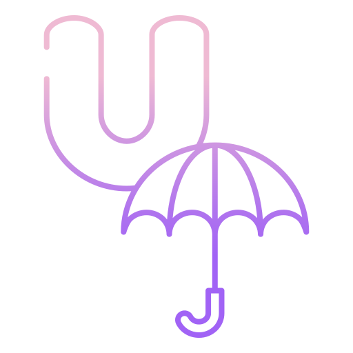 Coloriage d'alphabet éducatif avec parapluie à imprimer.