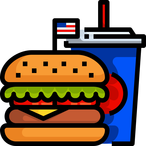 Coloriage d'hamburger des États-Unis d'Amérique pour le 4 juillet à imprimer