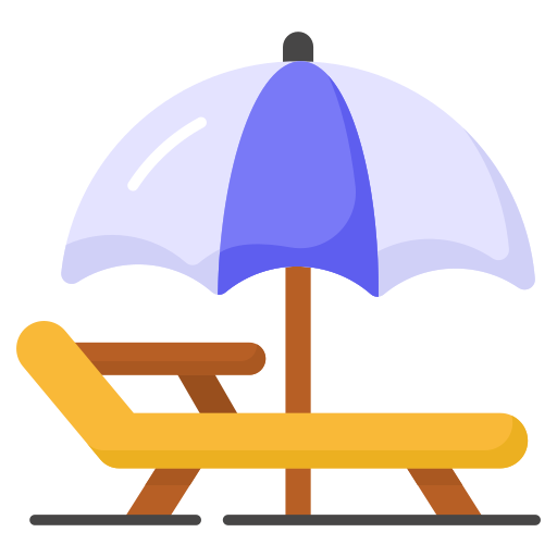 Coloriage de voyage en parasol avec chaises à imprimer
