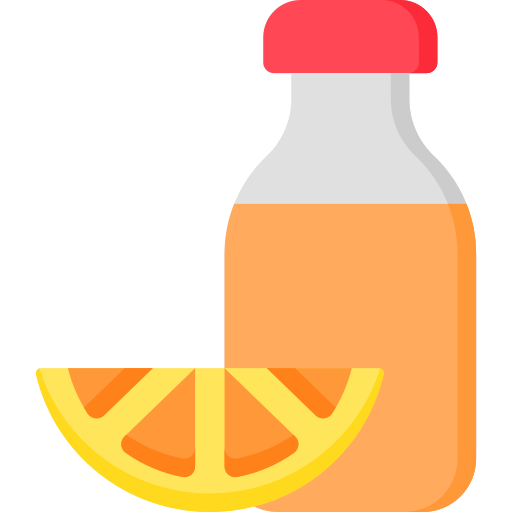 Coloriage végétarien du fruit et jus d'orange à imprimer