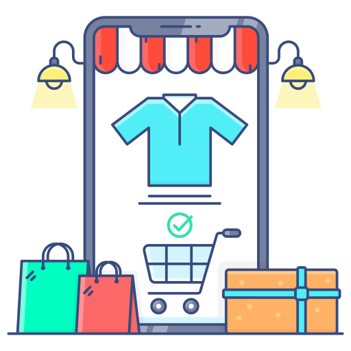 Coloriage commerce et shopping en ligne shopping mobile