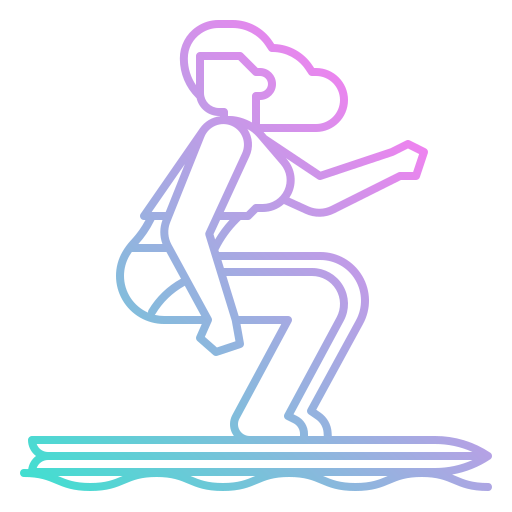 Coloriage de femme surfant sur une planche de surf à imprimer