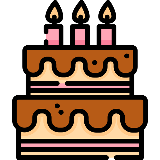 Coloriage de gâteau d'anniversaire et de nourriture de restaurant pour fête à imprimer