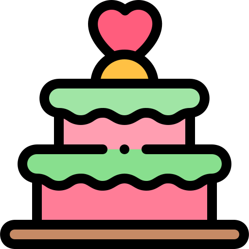 Coloriage de gâteau de mariage avec coeur de boulanger à imprimer