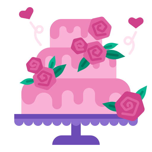 Coloriage de gâteau romantique d'amour à imprimer.