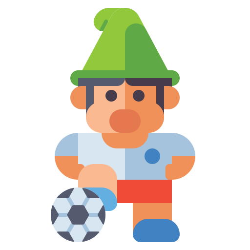 Coloriage de gnome jouant au football avec des flèches à imprimer