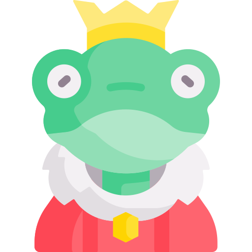 Coloriage de grenouille prince de conte de fée à imprimer.