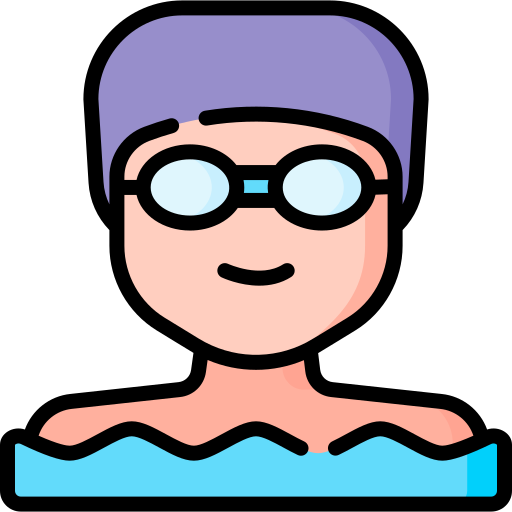 Coloriage de nageur de sports nautiques avec lunettes de natation à imprimer
