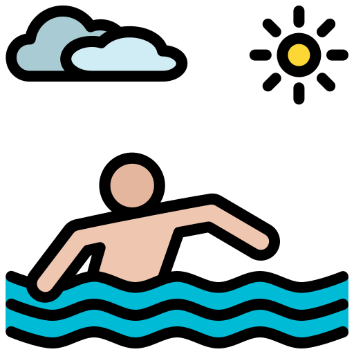 Coloriage de nageur en vague à imprimer avec des humanpictos