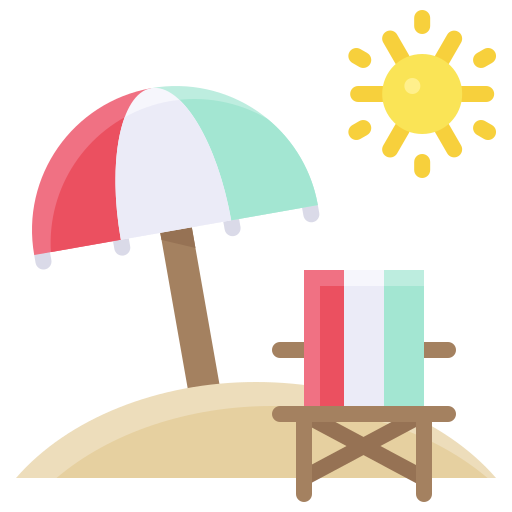Coloriage de parapluie sur la plage d'été à imprimer