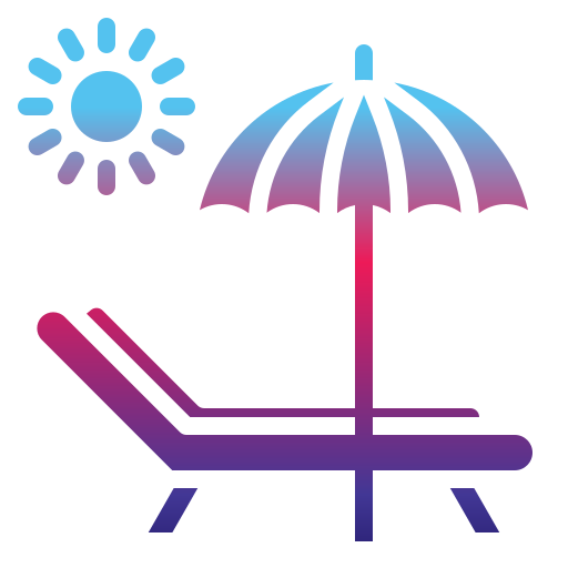 Coloriage de plage avec parapluie, bain de soleil à imprimer