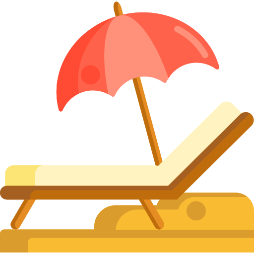 Coloriage d'ombrelle de plage et chaise de maison à imprimer