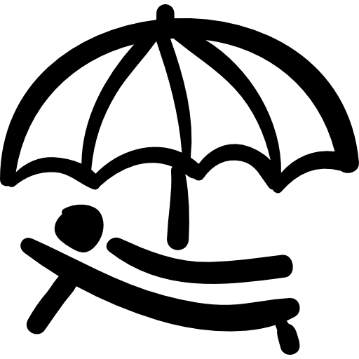 Dessin de plage sous parapluie