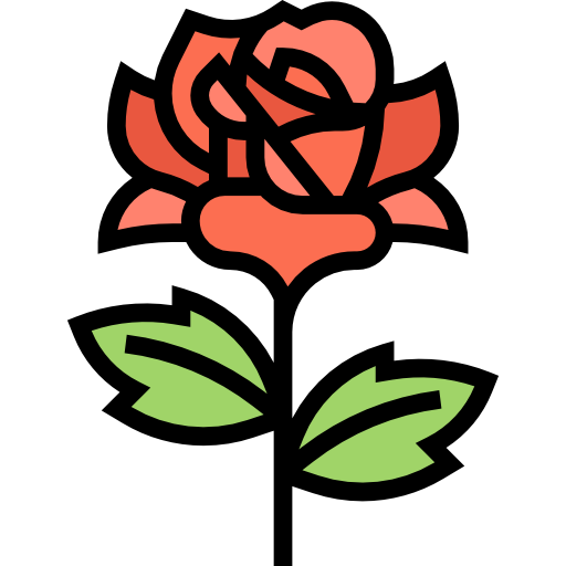 Coloriage de rose rouge et ses pétales en botanique à imprimer