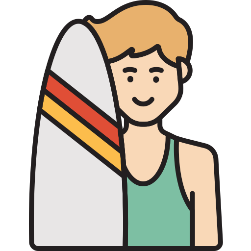 Coloriage de surfeur athlétique et compétition de sports à imprimer.