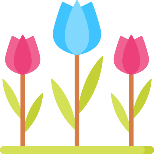 Coloriage de tulipe dans le jardin à imprimer