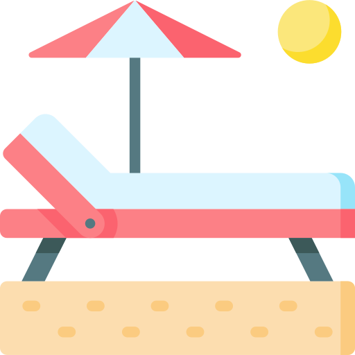 Coloriage de chaise longue sur la plage d'été à imprimer