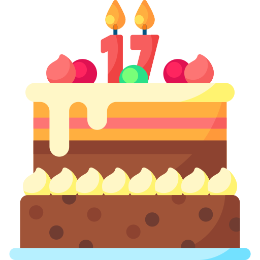 Coloriage dix-sept bougies gâteau d'anniversaire
