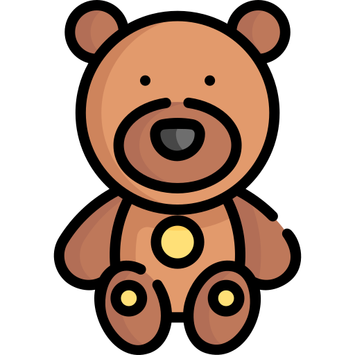 Coloriage enfant et bébé ours en peluche jouet