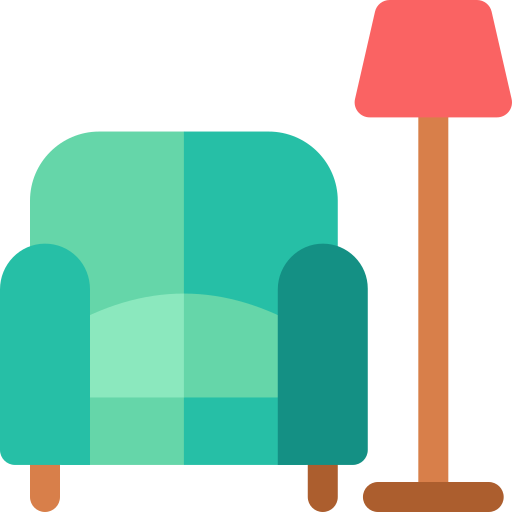 Coloriage fauteuil design d'intérieur lampadaire