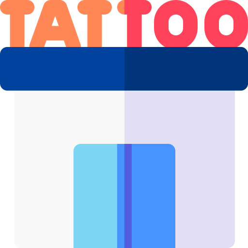 Coloriage salon de tatouage bâtiment tatoueur